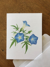 Load image into Gallery viewer, Canyon morning glory watercolor design by Brushes and Boots on an A2 greeting card