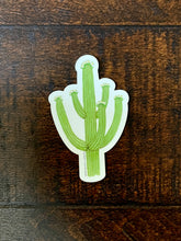 Load image into Gallery viewer, Saguaro-shaped sticker on a wooden surface