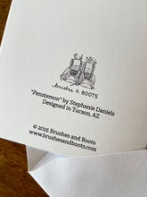 Load image into Gallery viewer, Back of card with the text &quot;Pentemon&quot; by Stephanie Daniels, Designed in Tucson, AZ