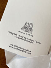 Load image into Gallery viewer, Back of card with the text &quot;Teddy Bear Cholla&quot; by Stephanie Daniels, Designed in Tucson, AZ
