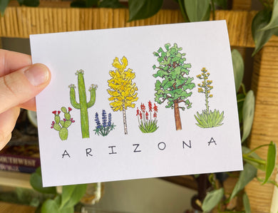 Arizona Flora greeting card, the word 