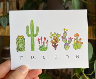 Tucson Flora greeting card, the word 
