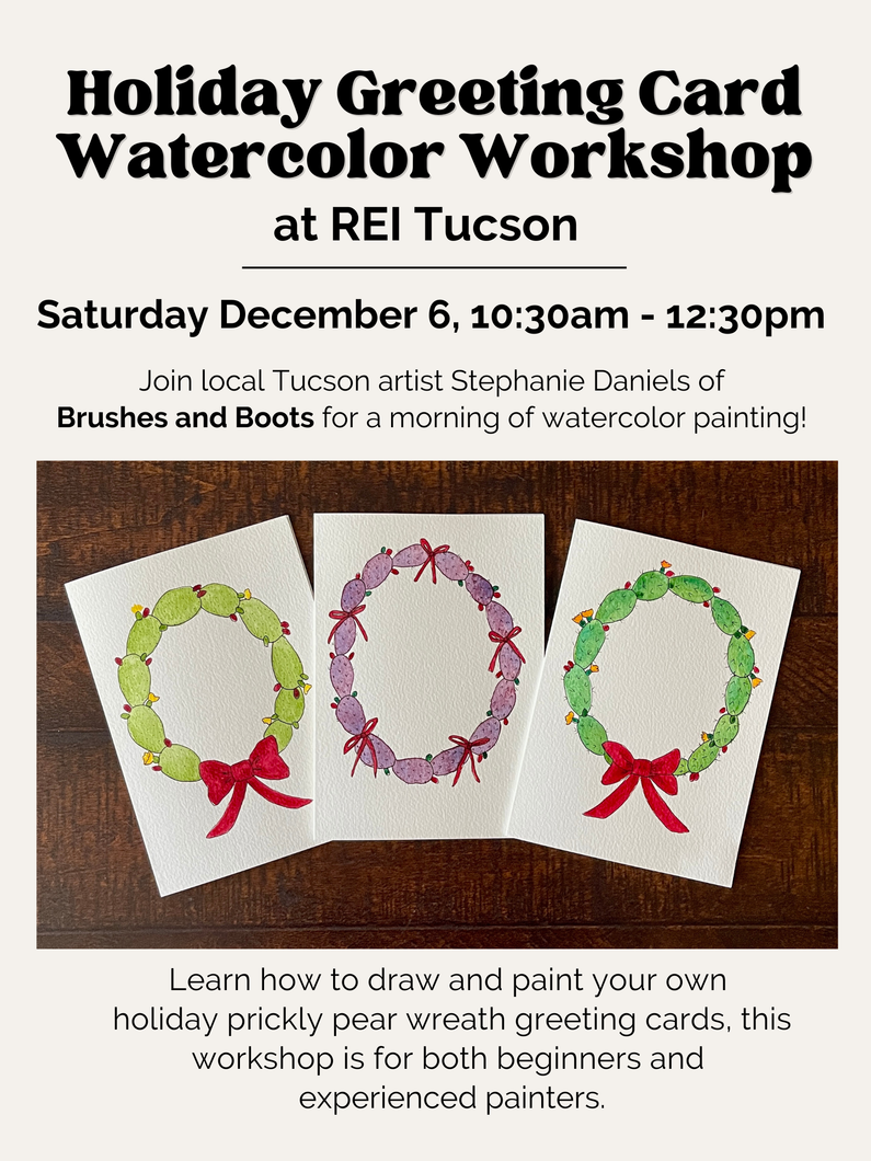 Watercolor Workshop: Holiday Greeting Cards at REI Tucson - Saturday December 6, 10:30am-12:30pm