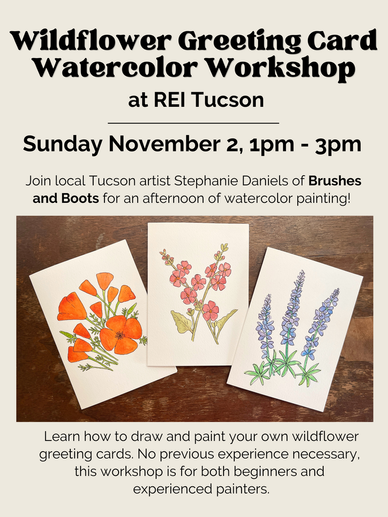 Watercolor Workshop: Wildflower Cards at REI Tucson - Sunday November 2, 1pm-3pm
