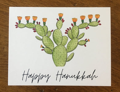Happy Hanukkah Prickly Pear Menorah Greeting Card