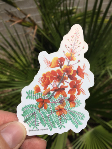 Red Bird of Paradise Vinyl Sticker